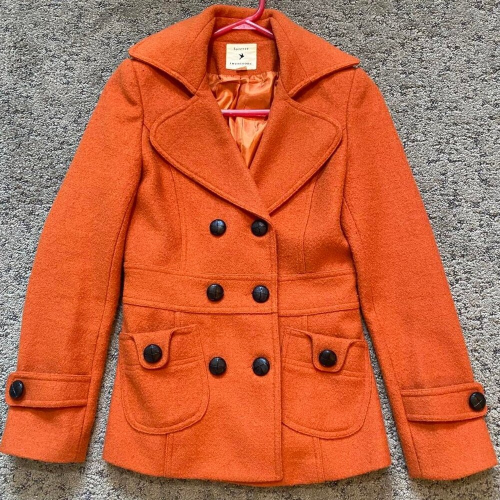 60s Style Orange Pea Coat by Forever 21 Size [S]